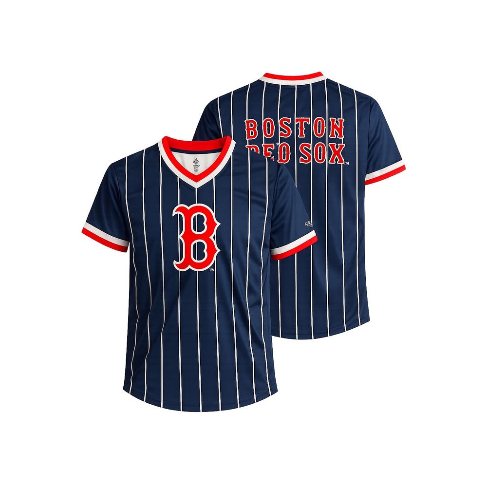 True‎ Fan Boston Red Sox Youth Jersey Navy Blue Pinstripe MLB Shirt Large L